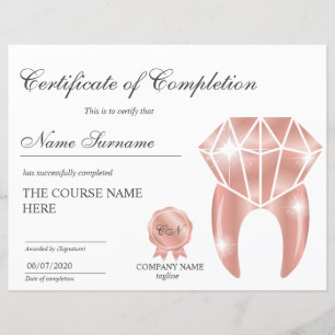 Lámina Certificado de aclaración de dientes del curso de