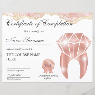 Lámina Certificado de aclaración de dientes del curso de