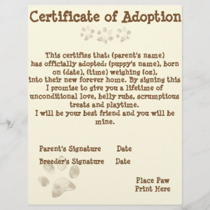 Lámina Certificado de Adopción de Papúa