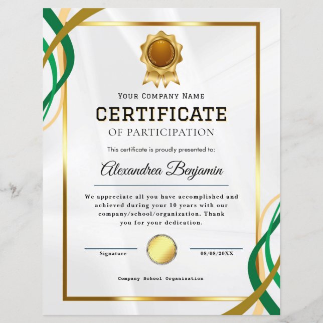 Lámina Certificado de Agradecimiento (Anverso)