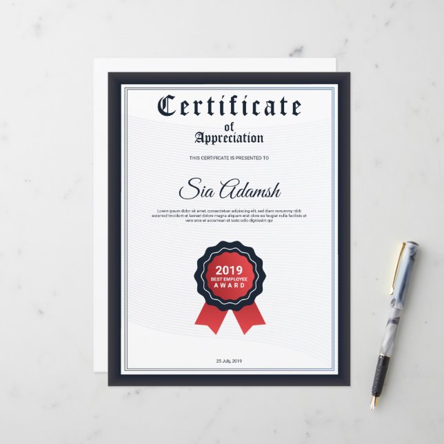 Lámina Certificado de Agradecimiento (Anverso/Reverso In Situ)