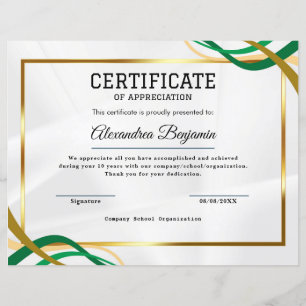 Lámina Certificado de agradecimiento