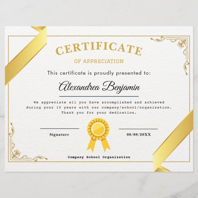 Lámina certificado de agradecimiento (Anverso)