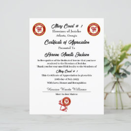 Lámina Certificado de Agradecimiento de HOJ