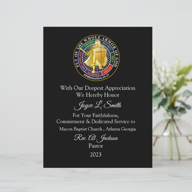 Lámina Certificado de Agradecimiento de la Iglesia (Anverso de pie)