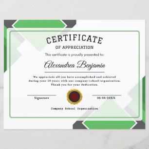 Lámina Certificado de apreciación