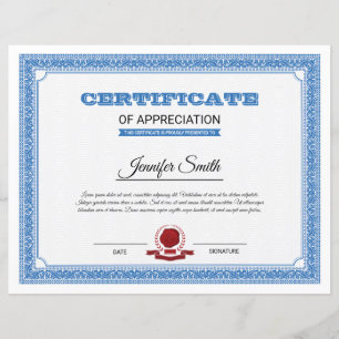 Lámina Certificado de Apreciación