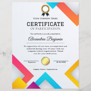 Lámina Certificado de Apreciación