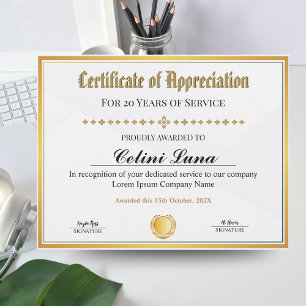 Lámina Certificado de apreciación - Trabajo de marco dora