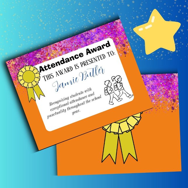 Lámina Certificado de asistencia a la escuela secundaria (attendance award)