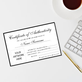 Lámina Certificado de autenticidad de arte por
