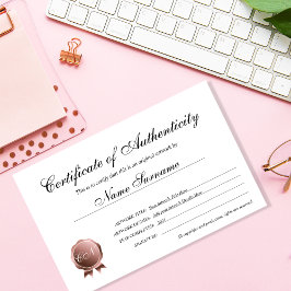 Lámina Certificado de autenticidad de arte por