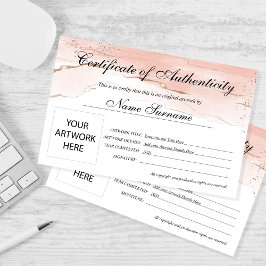 Lámina Certificado de autenticidad de arte por