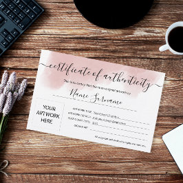 Lámina Certificado de autenticidad de arte por