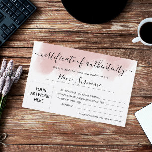 Lámina Certificado de autenticidad de arte por