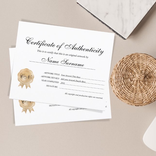Lámina Certificado de autenticidad de arte por (Subido por el creador)