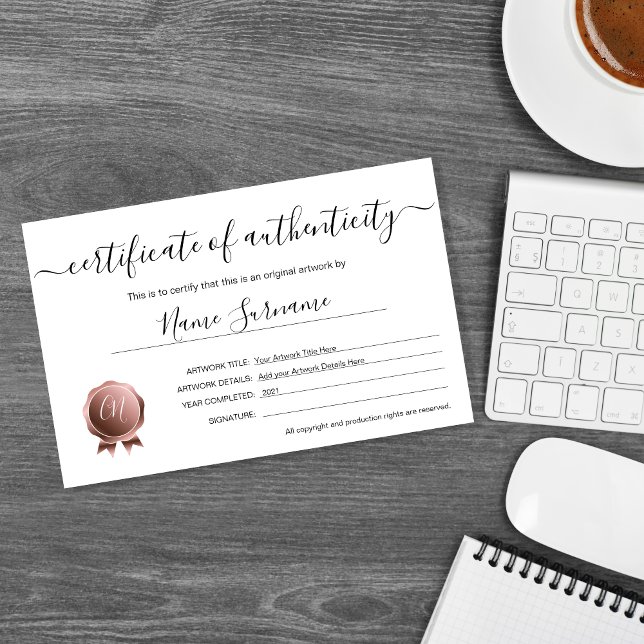 Lámina Certificado de autenticidad de arte por (Subido por el creador)