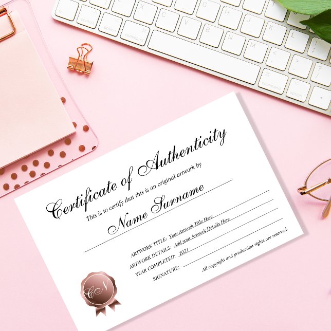 Lámina Certificado de autenticidad de arte por (Subido por el creador)