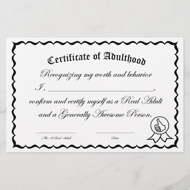 Lámina Certificado de autocertificación de adultos (Anverso)