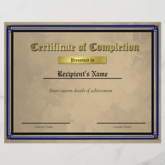 Lámina Certificado de Bandera de Línea Azul Delgada Perso (Anverso)