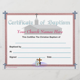 Lámina Certificado de bautismo