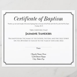 Lámina Certificado de bautismo