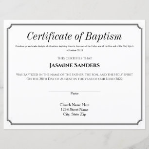 Lámina Certificado de bautismo