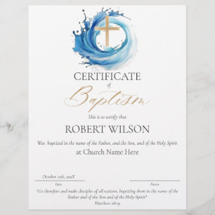 Lámina Certificado de bautismo, cristalización del agua