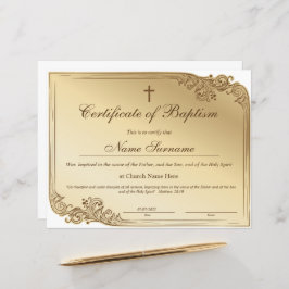 Lámina Certificado de bautismo, dedicación de bebé