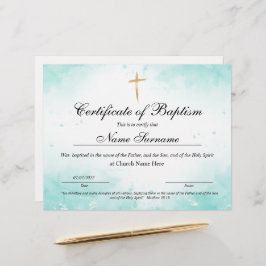 Lámina Certificado de bautismo, dedicación de bebé