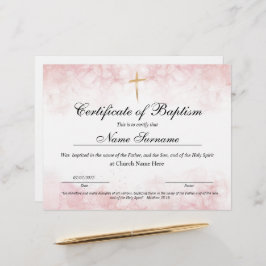 Lámina Certificado de bautismo, dedicación de bebé