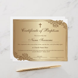 Lámina Certificado de bautismo, dedicación de bebé