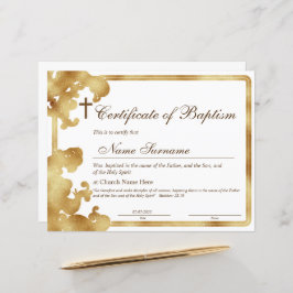 Lámina Certificado de bautismo, dedicación de bebé
