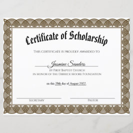 Lámina Certificado de beca de la frontera negra