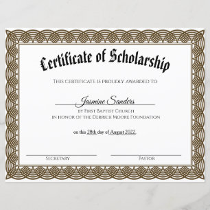Lámina Certificado de beca de la frontera negra