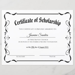 Lámina Certificado de beca simple