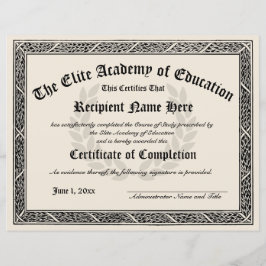 Lámina Certificado de Certificado de Diploma de Terminaci