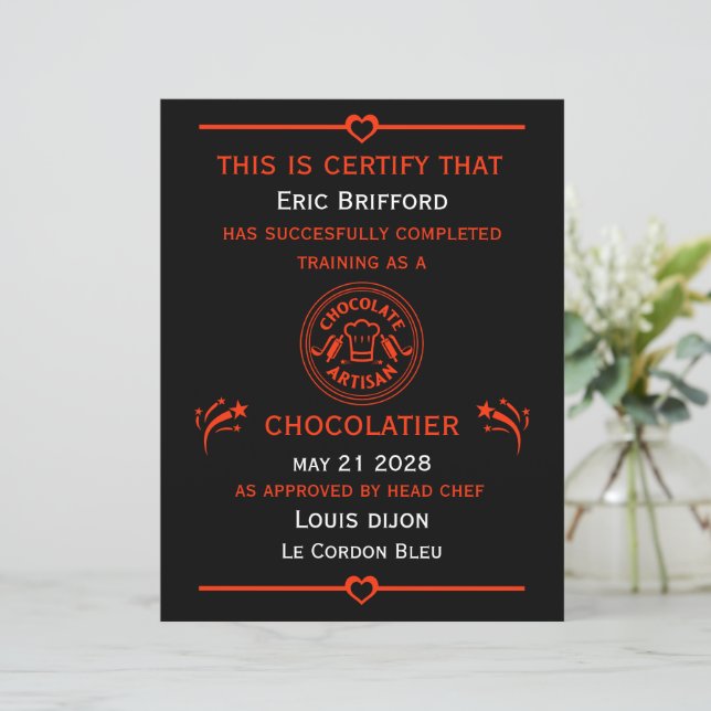 Lámina Certificado de Chocolatero (Anverso de pie)