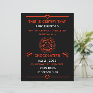 Lámina Certificado de Chocolatero