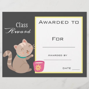 Lámina Certificado de clase de niños de gatos lindos
