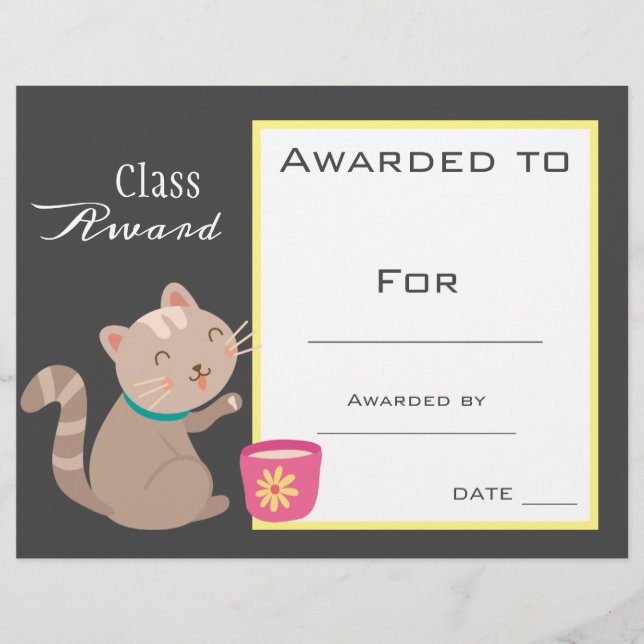 Lámina Certificado de clase de niños de gatos lindos (Anverso)