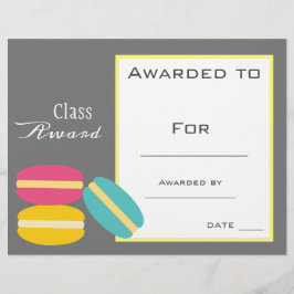 Lámina Certificado de clase para niños de macaron lindo