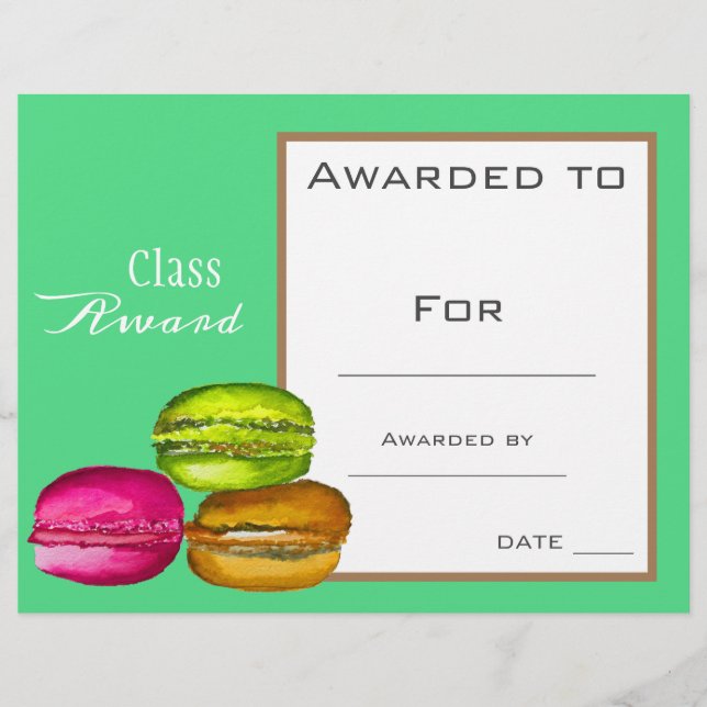 Lámina Certificado de clase para niños de macaron lindo (Anverso)