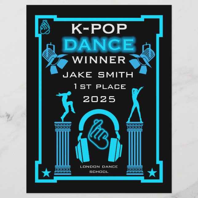 Lámina Certificado de Competencia de Baile de K-Pop (Anverso)