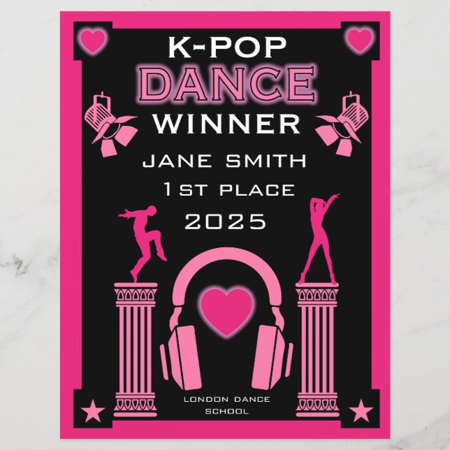 Lámina Certificado de Competencia de Baile de K-Pop (Anverso)