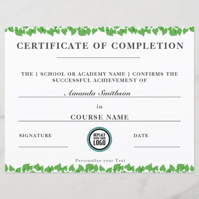 Lámina Certificado de completado de estilo elegante moder (Anverso)
