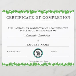 Lámina Certificado de completado de estilo elegante moder