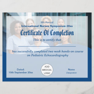 Lámina Certificado de conferencia médica de enfermero téc