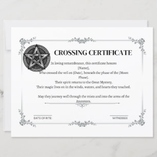 Lámina Certificado de cruzar el velo