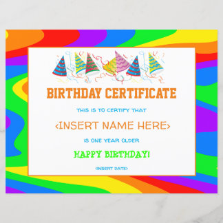 Lámina Certificado de cumpleaños